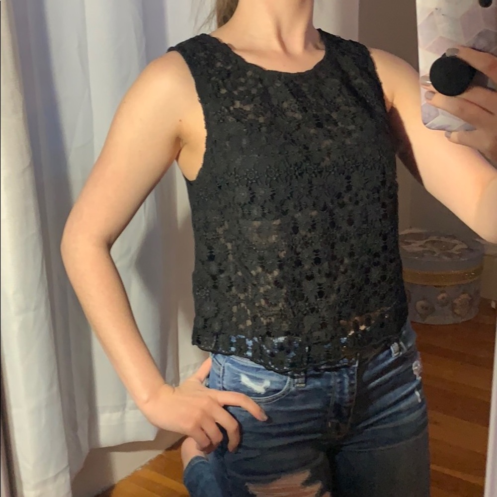 Shear Black Dressy Tank Top Blouse RARELY WORN